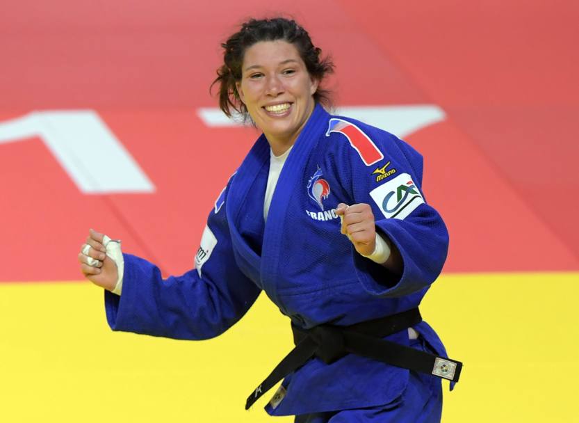 La gioia della francese dopo la vittoria di bronzo contro  la portoghese Telma Monteiro AFP